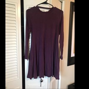 Long Sleeve Purple Shift Dress